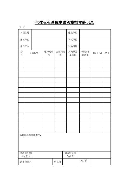 气体灭火系统电磁阀模拟实验记录