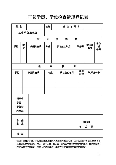 干部学历学位检查清理登记表