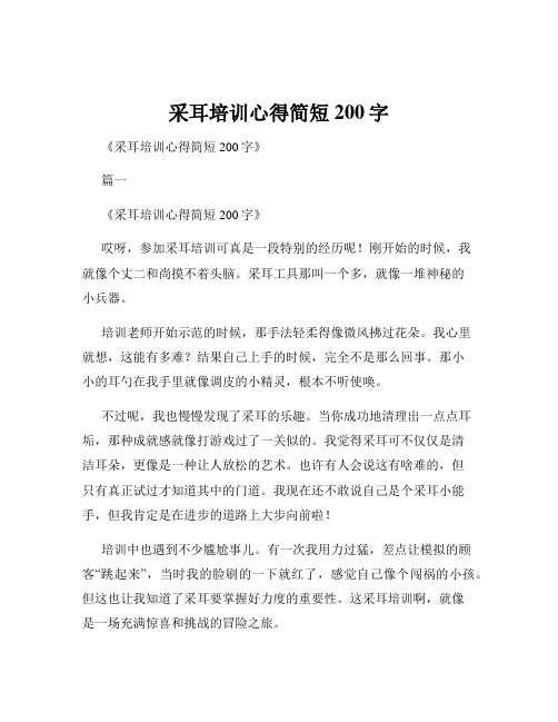 采耳培训心得简短200字