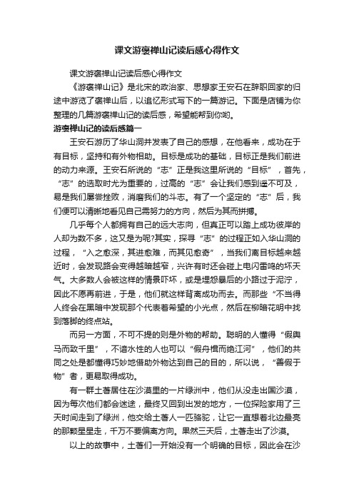 课文游褒禅山记读后感心得作文