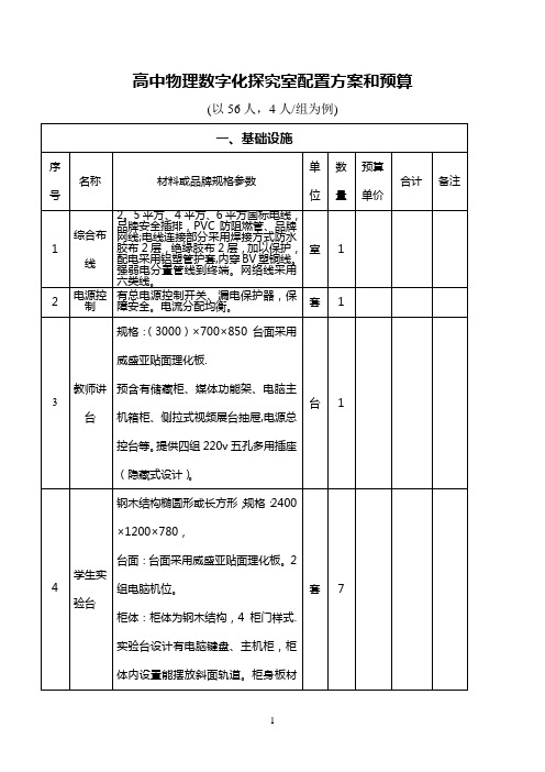 高中物理数字化实验室方案和预算