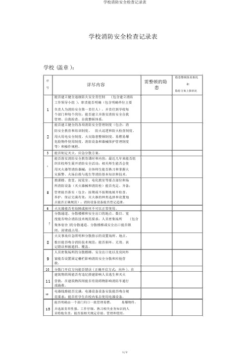 学校消防安全检查记录表