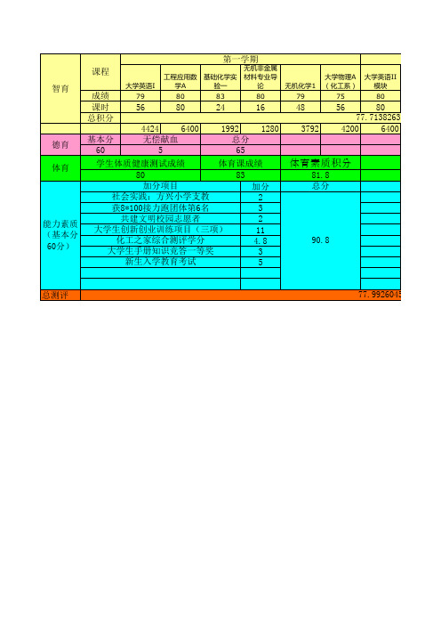 大学生综合素质测评模板