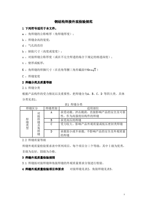 钢结构焊缝外观质量检验规范