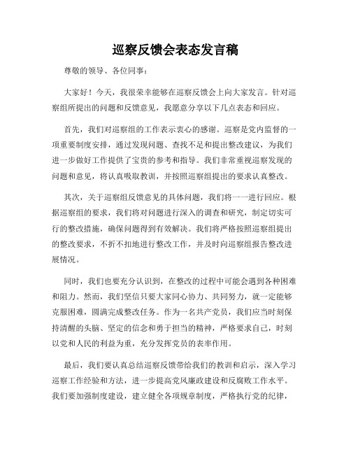 巡察反馈会表态发言稿