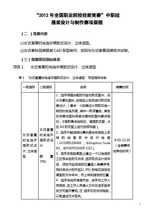 2012年全国职业院校技能竞赛规程