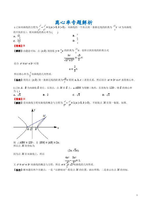 离心率专题-题目+解析版