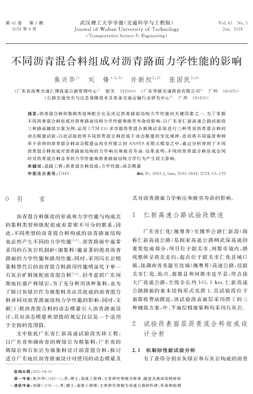 不同沥青混合料组成对沥青路面力学性能的影响