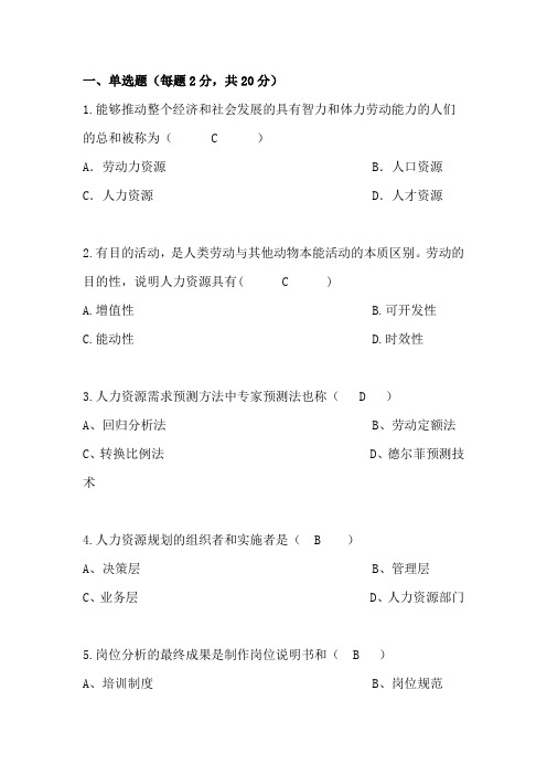 华南理工大学-2017人力资源管理作业