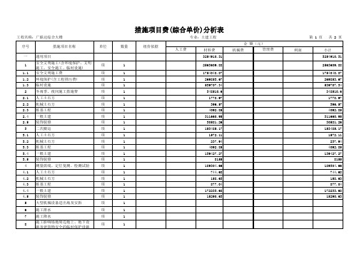 常用-6 措施项目费(综合单价)分析表