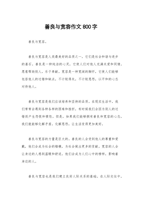 善良与宽容作文800字