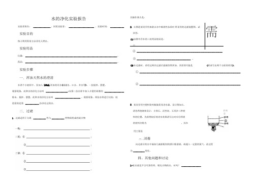 水的净化实验报告