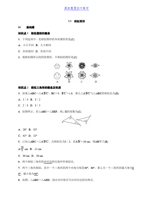 湘教版九年级数学上册测试题3.3 相似图形