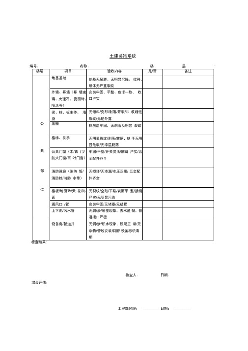 物业承接查验表格DOC