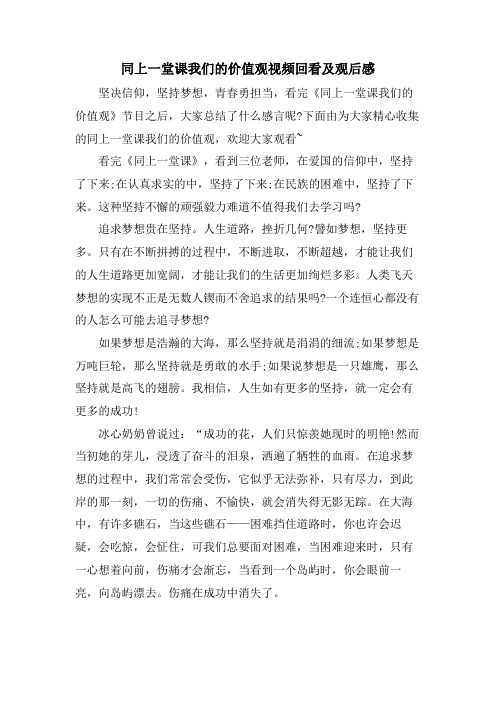 同上一堂课我们的价值观视频回看及观后感