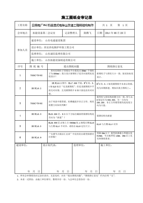 图纸会审记录表格