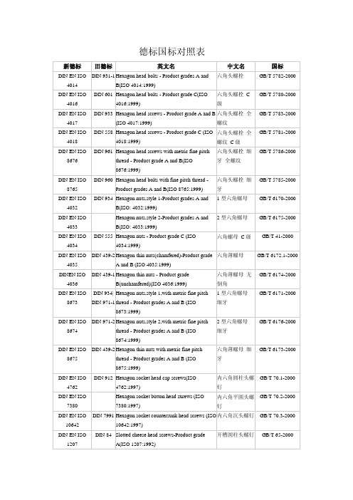 德标国标对照表