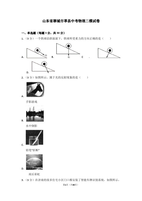 山东省聊城市莘县中考物理二模试卷(含解析)