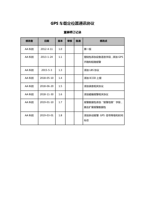 GPS车载定位器通讯协议