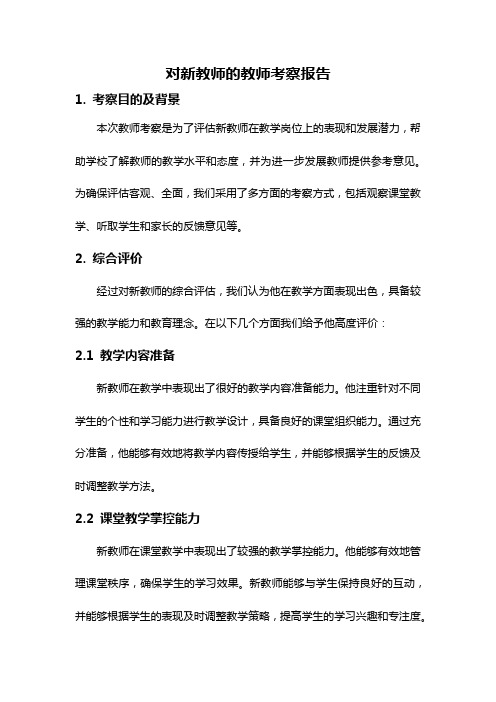 对新教师的教师考察报告