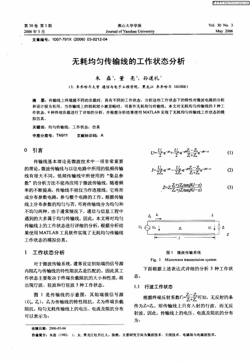 无耗均匀传输线的工作状态分析