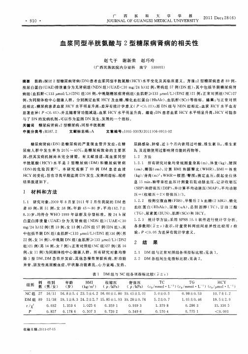 血浆同型半胱氨酸与2型糖尿病肾病的相关性