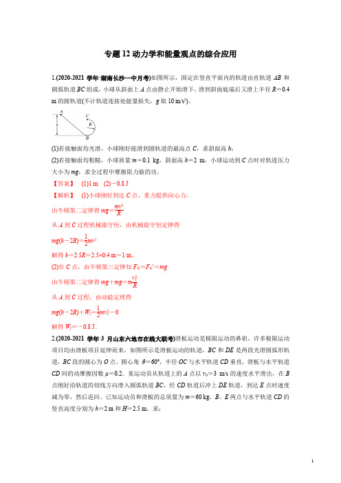 专题12动力学和能量观点的综合应用(解析版)