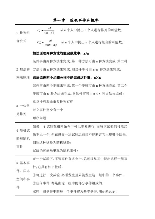 概率统计公式大全复习重点