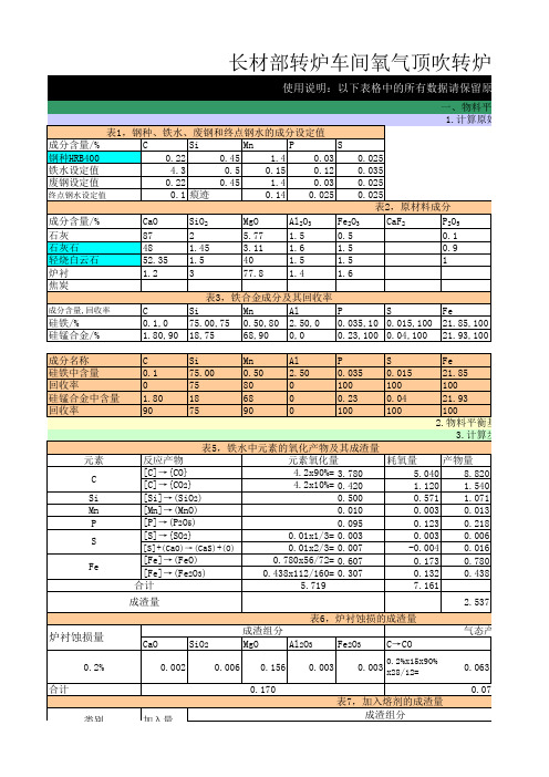 转炉车间炼钢物料平衡热平衡计算