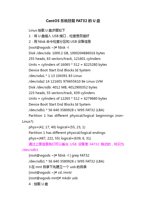 CentOS系统挂载FAT32的U盘