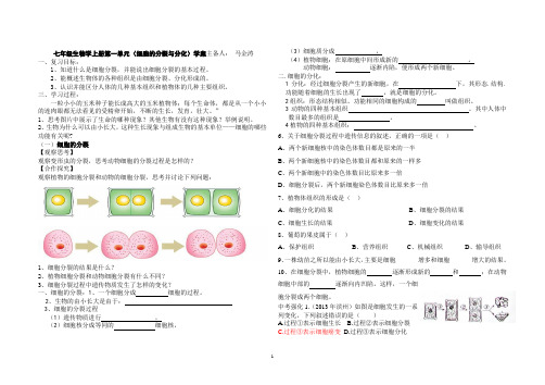 细胞分裂、分化学案