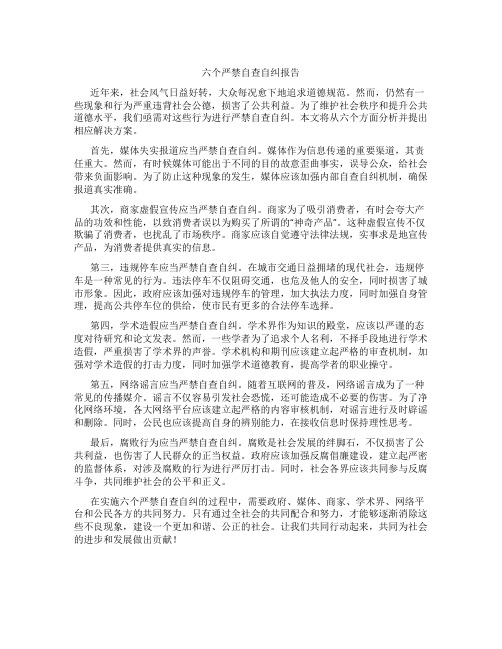 六个严禁自查自纠报告