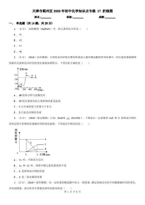 天津市蓟州区2020年初中化学知识点专练 17 折线图