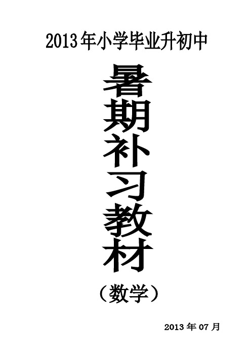 2013小学升初中数学暑假补习专用资料