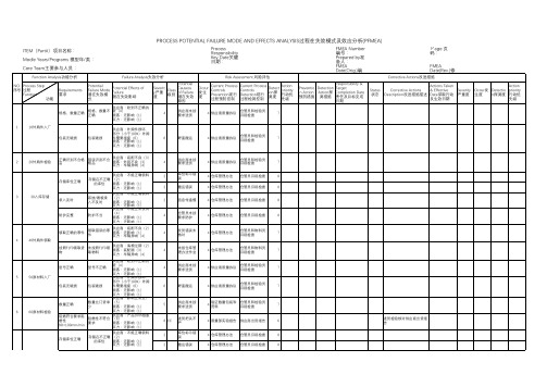 过程失效分析表PFMEA