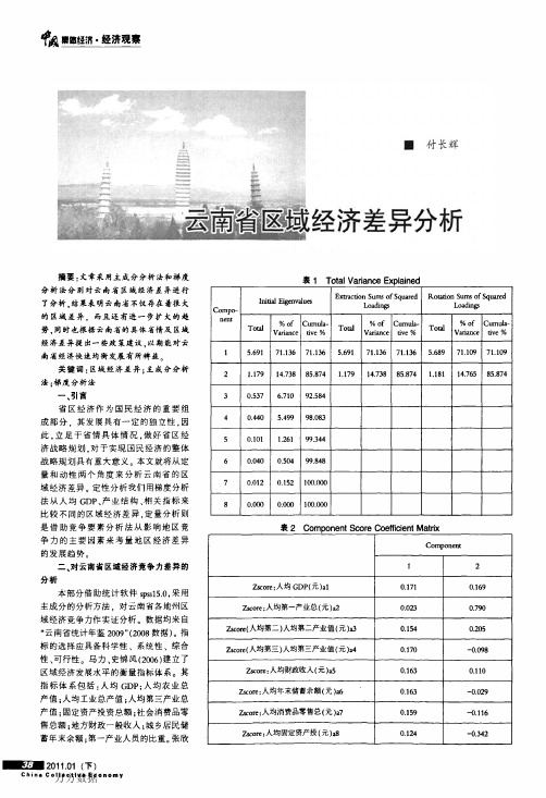 云南省区域经济差异