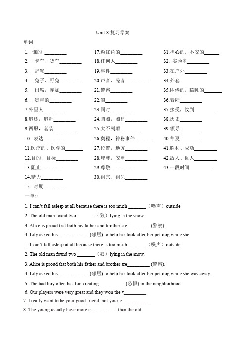人教新目标九年级全册 Unit 8 复习学案