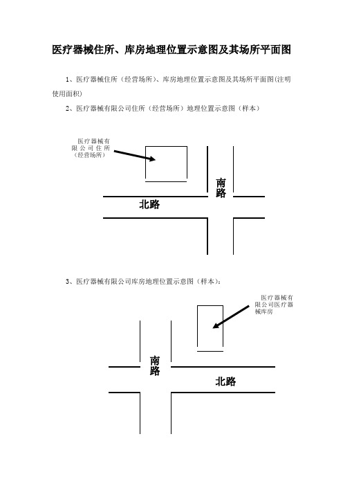 医疗器械住所、库房地理位置示意图及其场所平面图