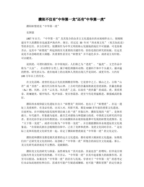 濮阳不仅有中华第一龙还有中华第一虎