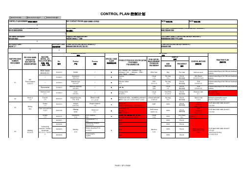 PCP生产控制计划模板
