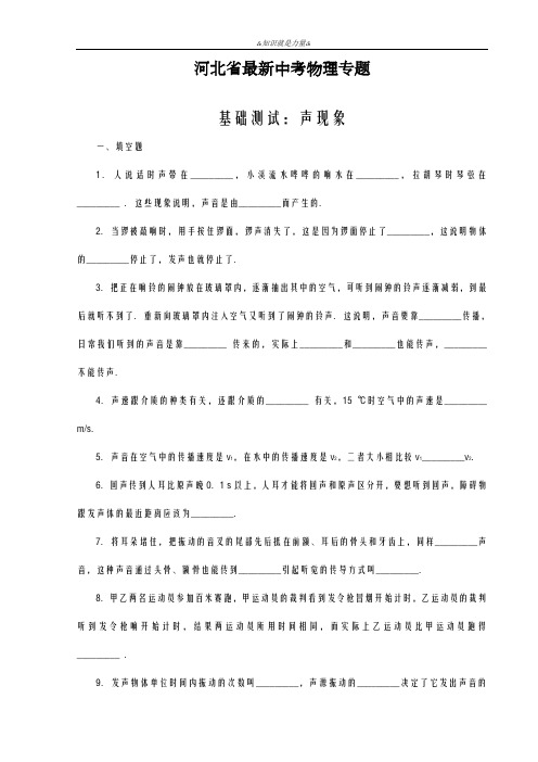 2020-2021学年河北省中考物理专题《声现象》测试题及答案