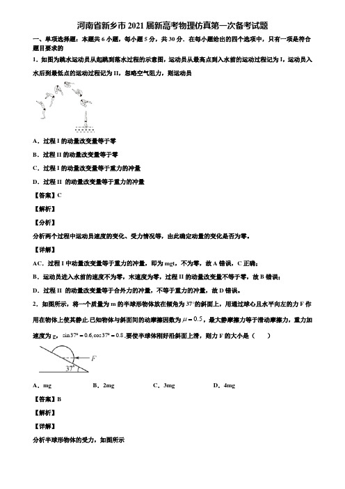 河南省新乡市2021届新高考物理仿真第一次备考试题含解析