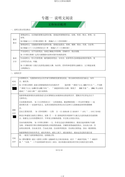 现代文文体知识梳理