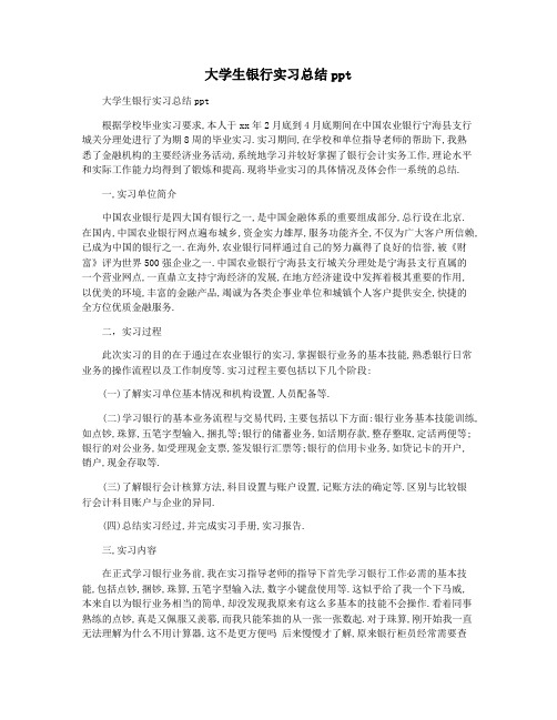 大学生银行实习总结ppt