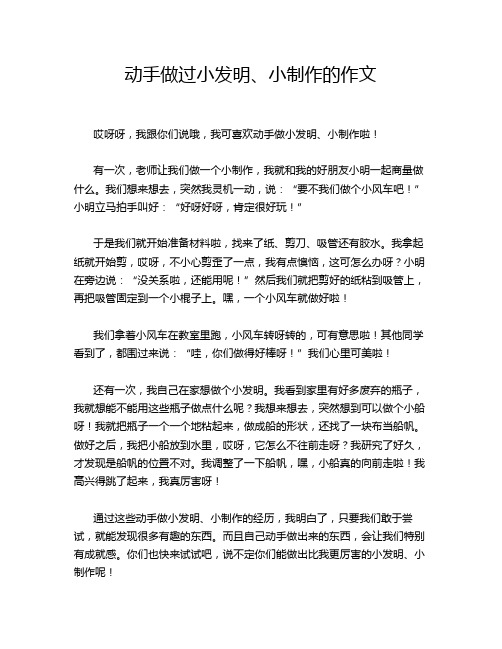 动手做过小发明、小制作的作文