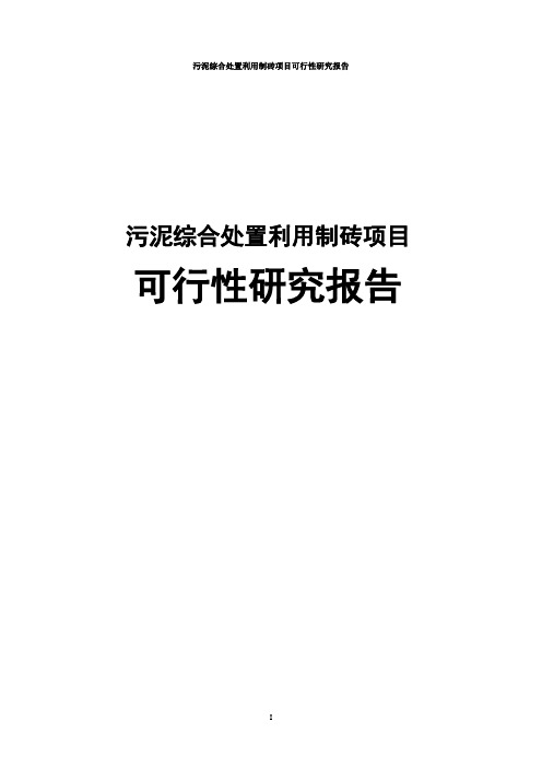 污泥综合处置利用制砖项目可行性研究报告