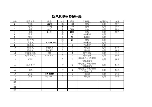 防汛抗旱物资统计表1