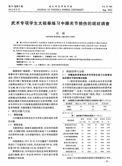 武术专项学生太极拳练习中膝关节损伤的现状调查