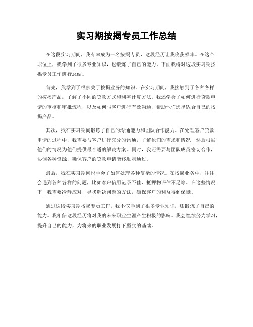 实习期按揭专员工作总结