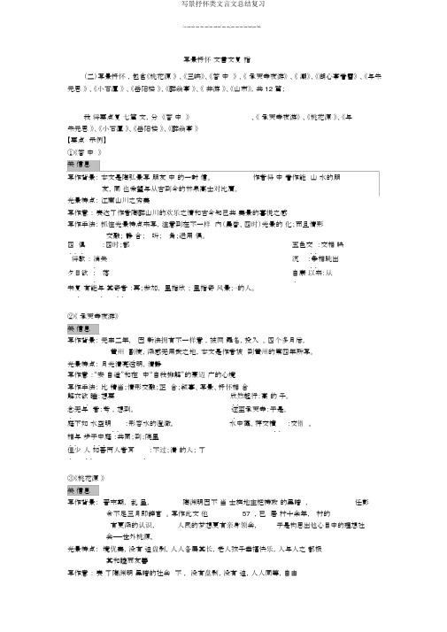 写景抒情类文言文总结复习